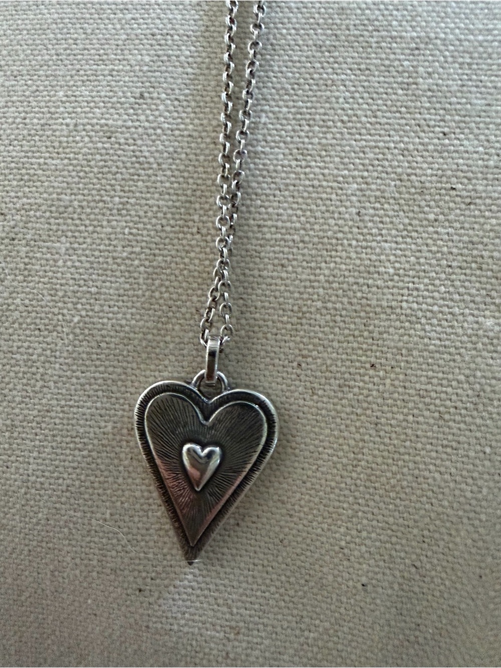 Brighton Silver-Tone Necklace with Black Heart Pendant Reversible - Picture 3 of 5